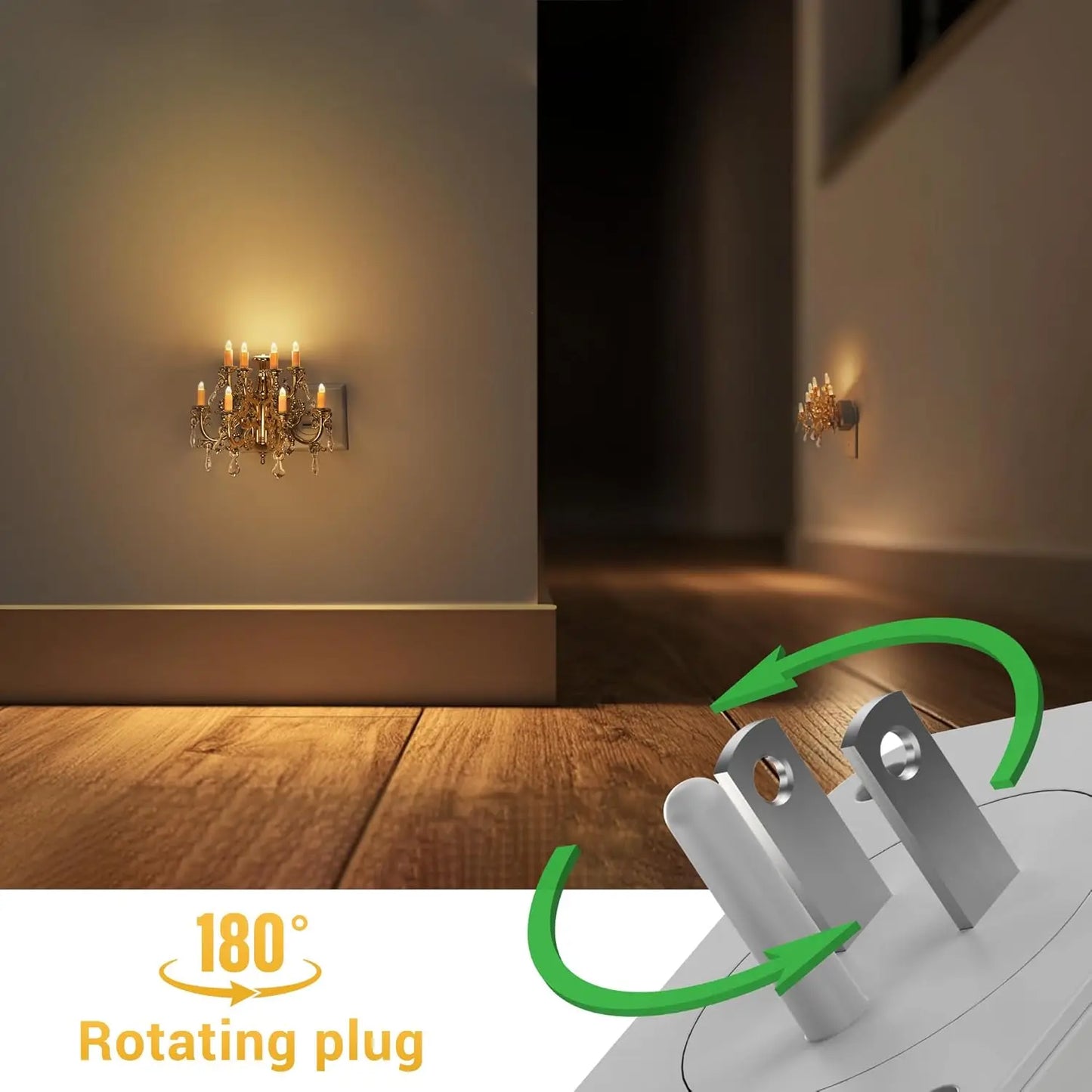 Crystal Chandelier LED Night Light Dusk To Dawn Sensor Rotatable