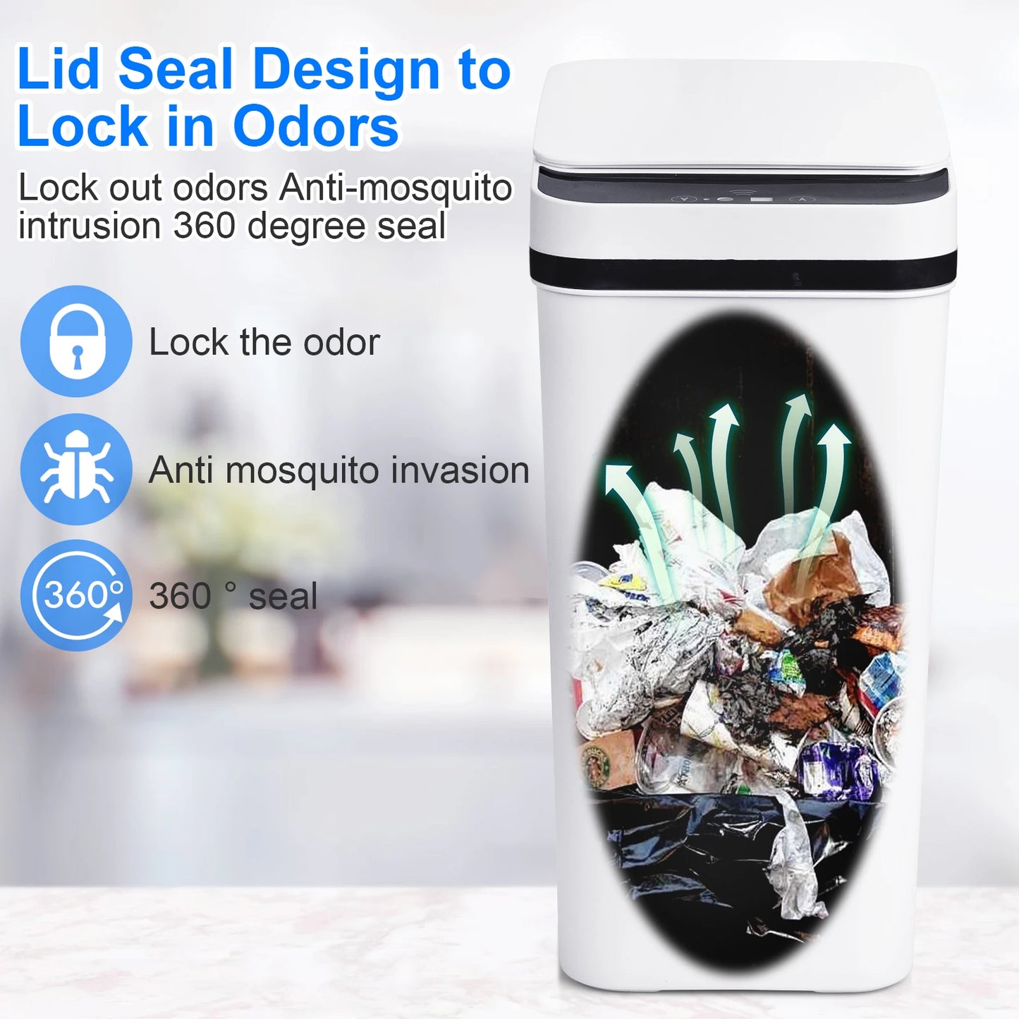 NONECN Touchless Motion Sensor Trash Cans With Lid 2 Pack