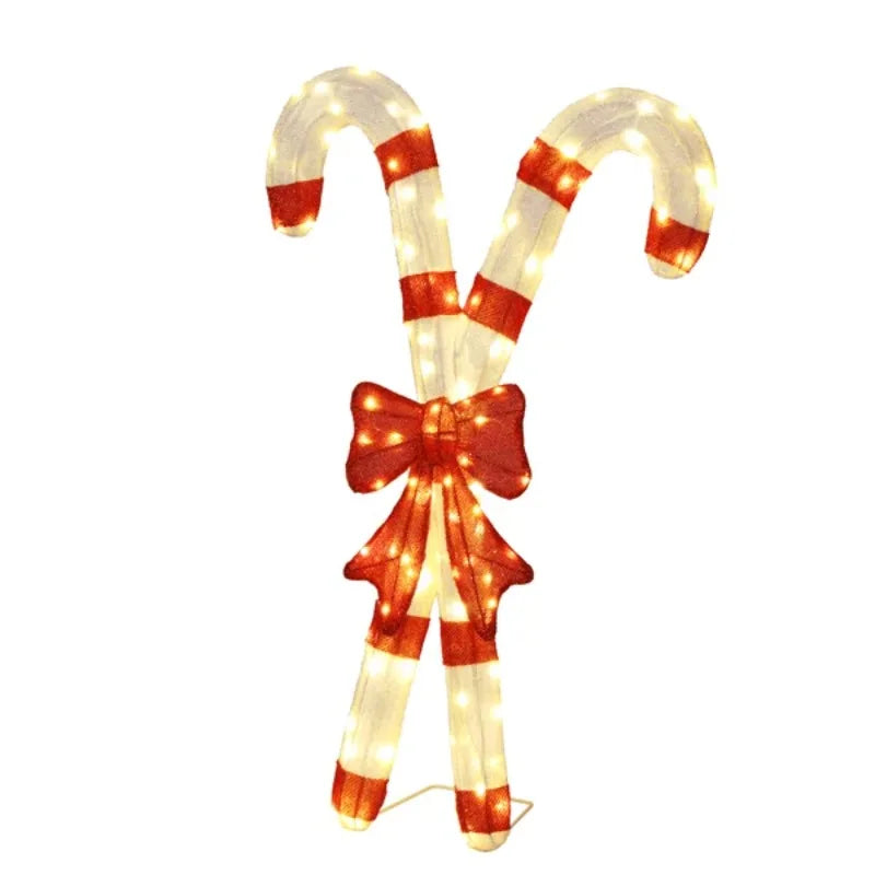 Lighted Candy Cane And Bow Christmas Decorations For Holiday Displays