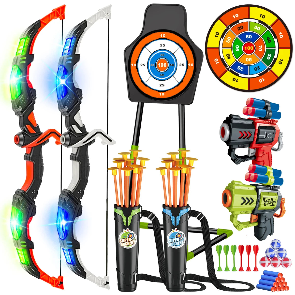 VATOS Bow Arrow Toy Set For Kids Archery Night Light