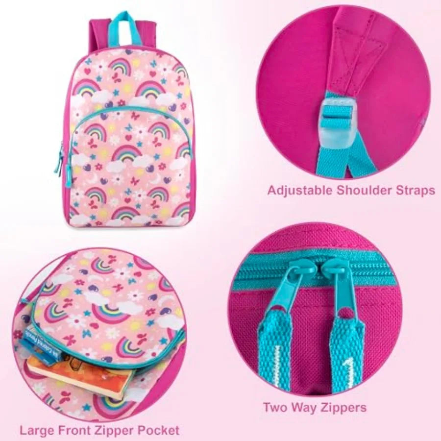 Unisex Nylon School Backpack With Adjustable Padded Straps