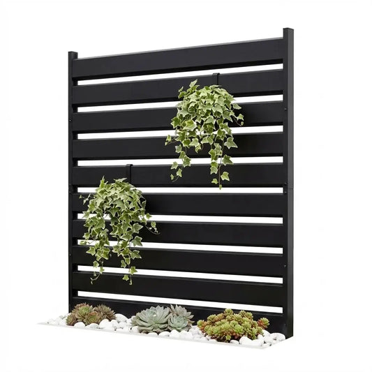 HiMISS Outdoor Privacy Screen Panels No Dig Metal Fence Enclosure