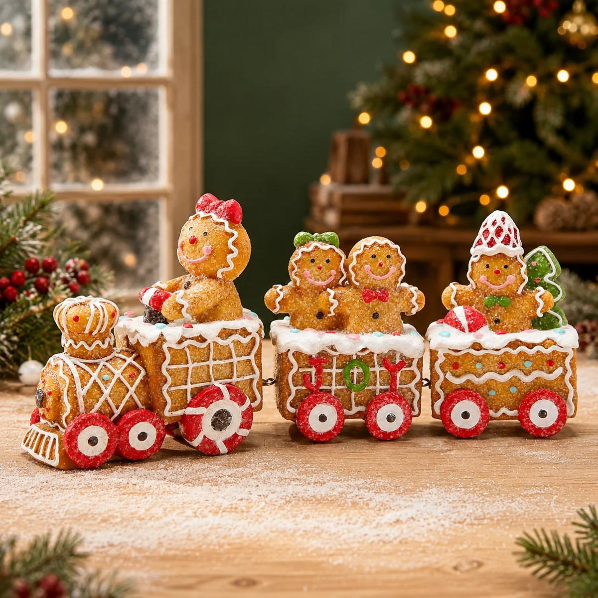 Hodao Resin Gingerbread Christmas Train Holiday Decoration