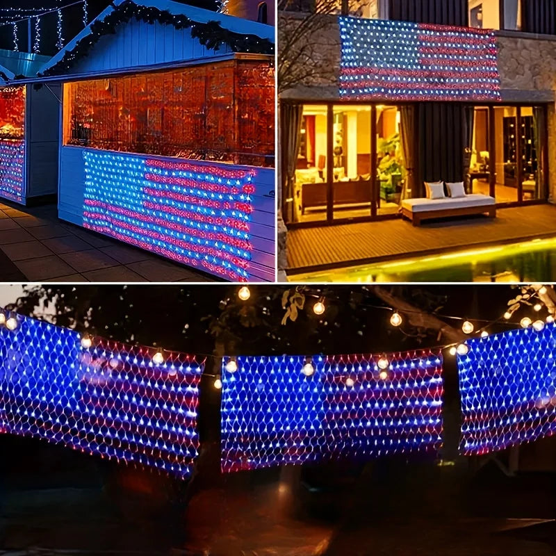 American Flag Net Light 416 LED String Lights For Independence