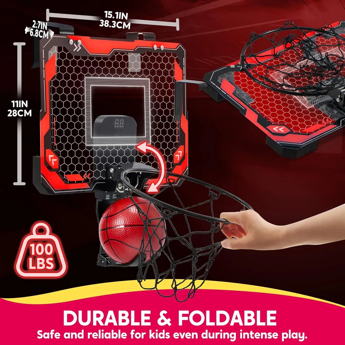 Joyfy Over The Door Mini Indoor Basketball Hoop With Scoreboard