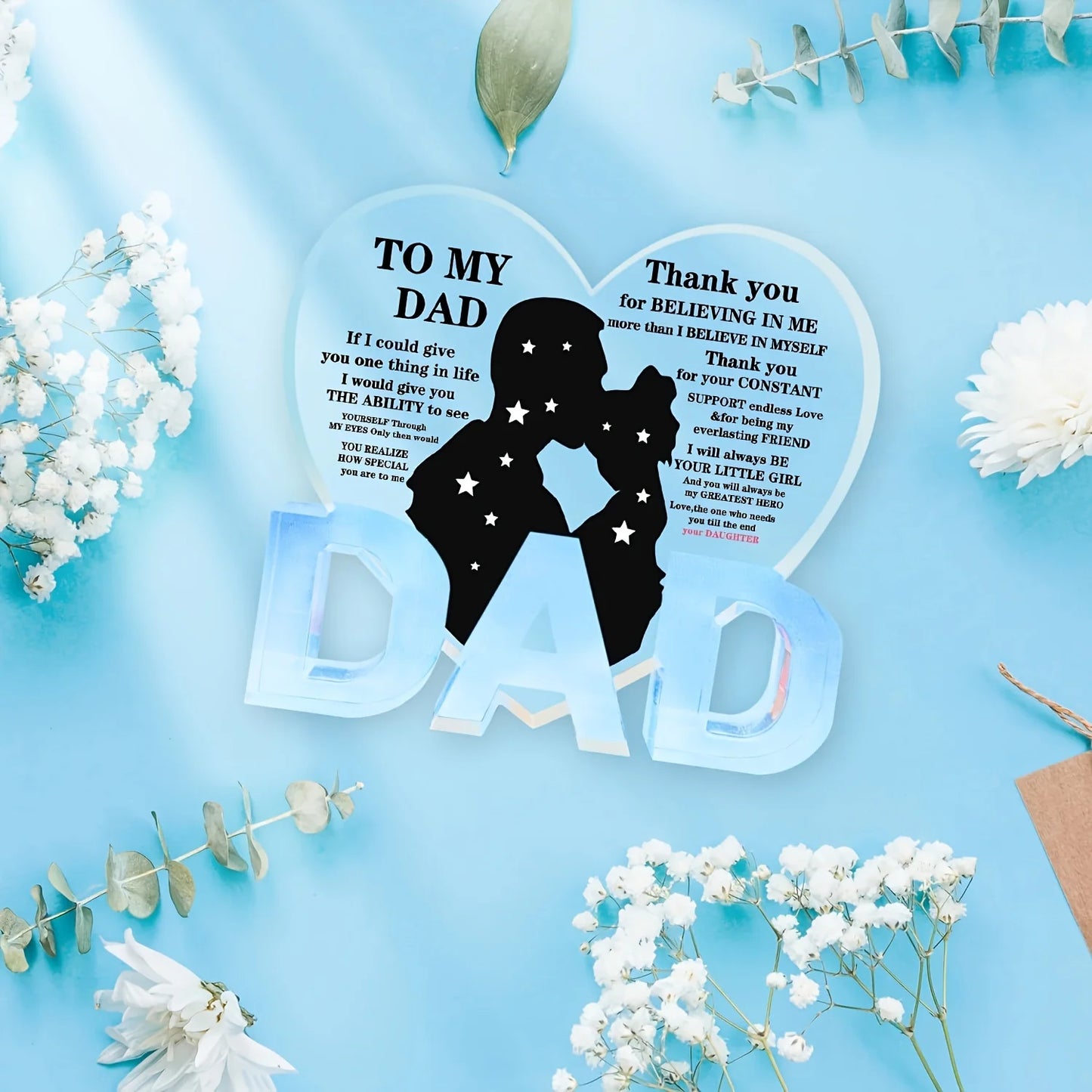 Thank You Dad Acrylic Heart Plaque Gifts From Daughter