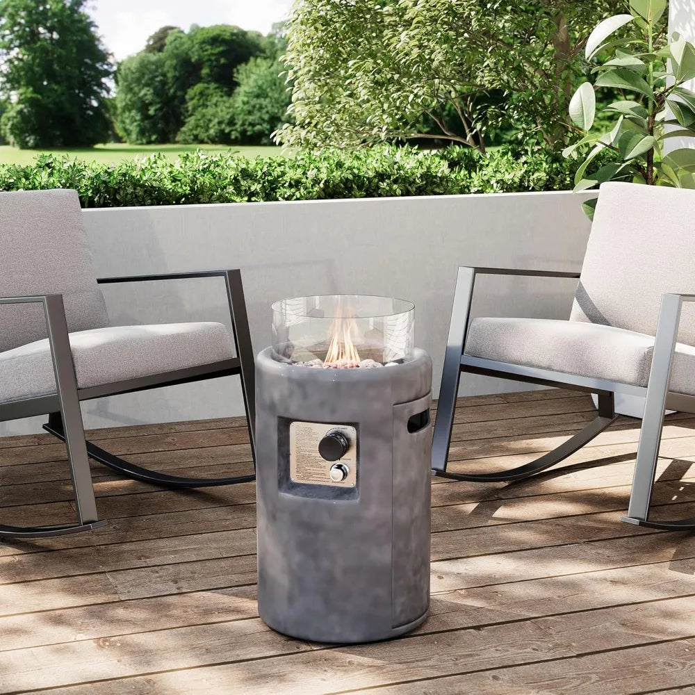 Outdoor Propane Fire Pit Table With Glass Wind Guard 40000BTU