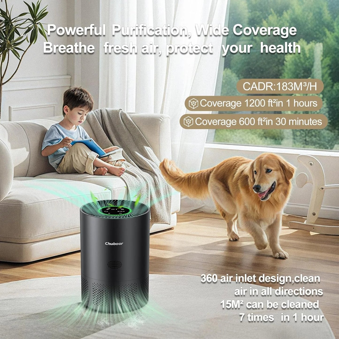 Chuboor H13 True HEPA Air Purifier for Home and Kitchen