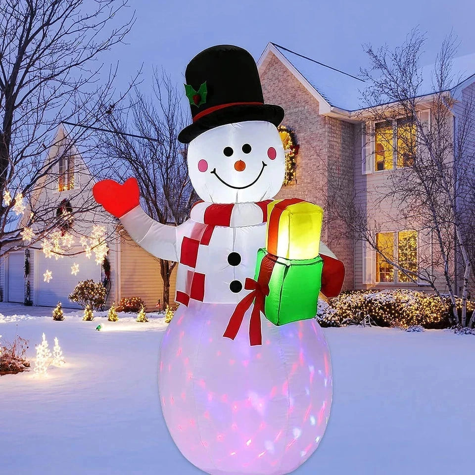 Christmas Inflatable Snowman With Rotating LED Lights Outdoor Decor