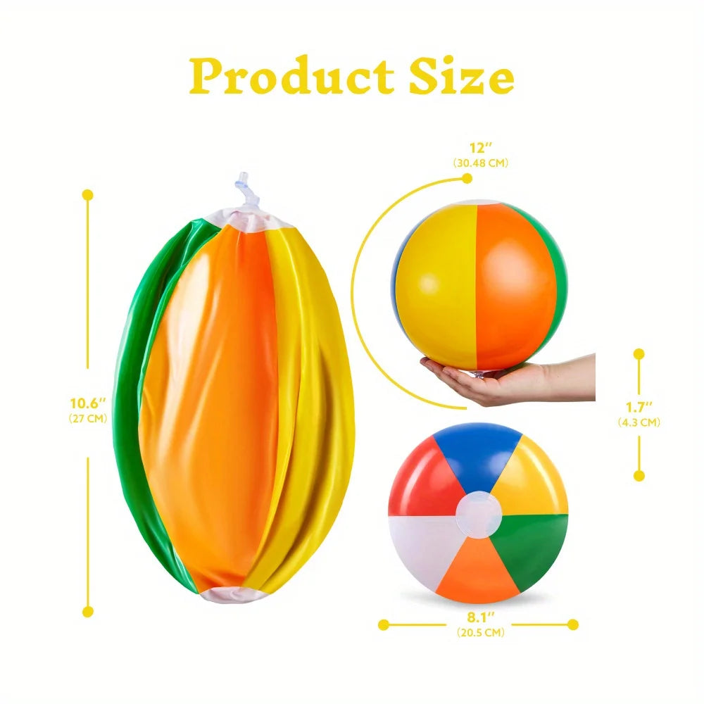 Joyfy Rainbow Beach Balls 12 Pack Inflatable Pool Toys Set