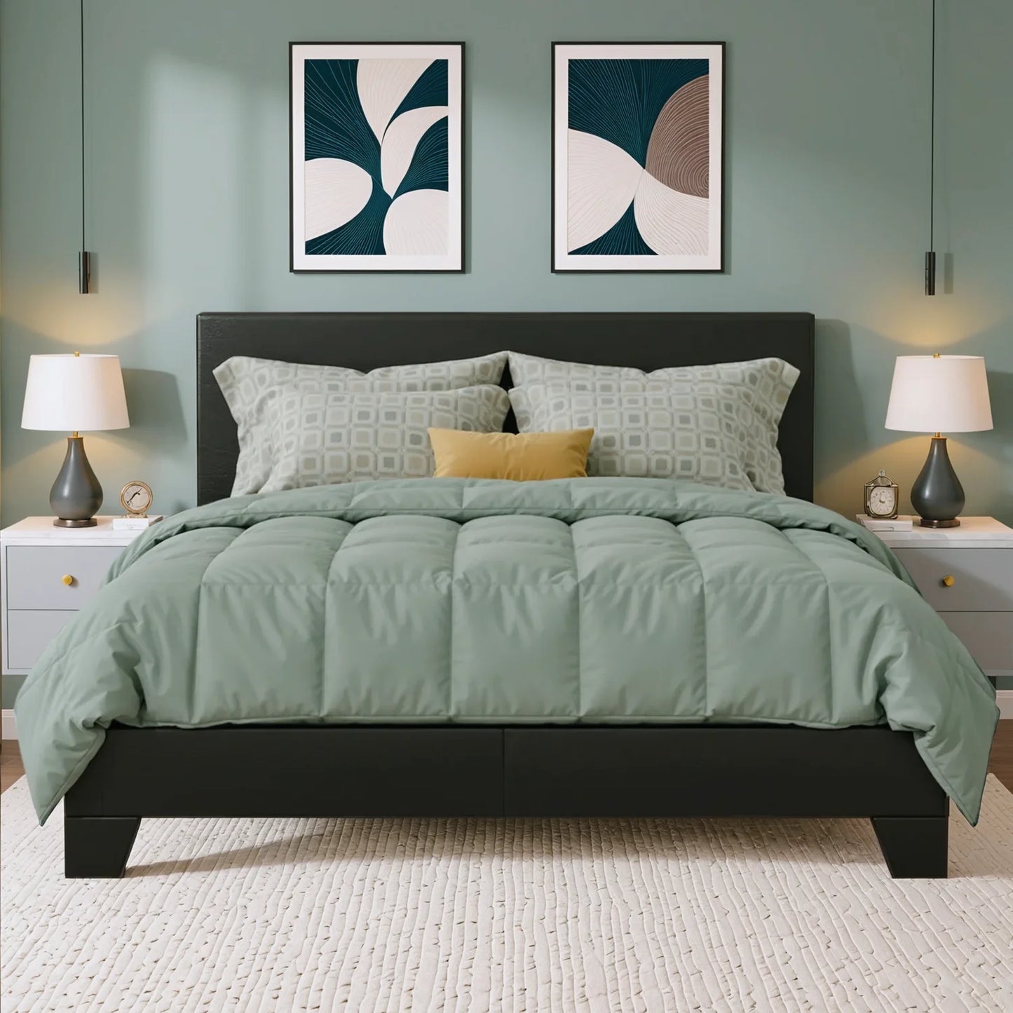 HOOMIC Upholstered Bed Frame with Adjustable Headboard and Quiet Support