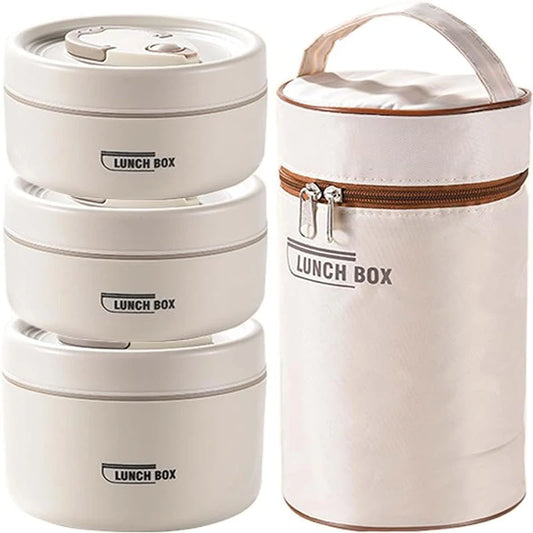 Portable Insulated Lunch Container Set with Stackable Thermal Boxes