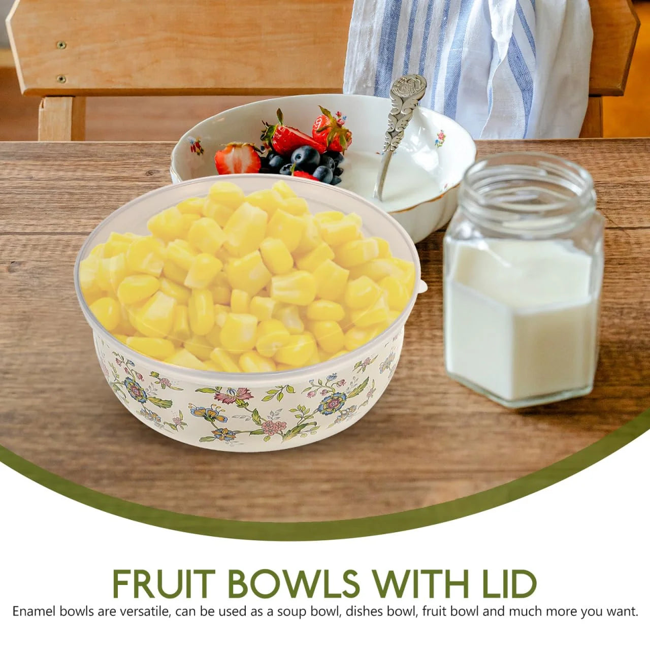 Enamel Steel Mixing Bowls Set With Lids For Food Storage