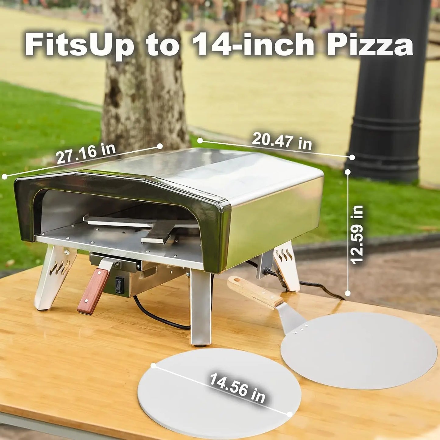 Outdoor Gas Pizza Oven With Rotating Stone And Carry Bag