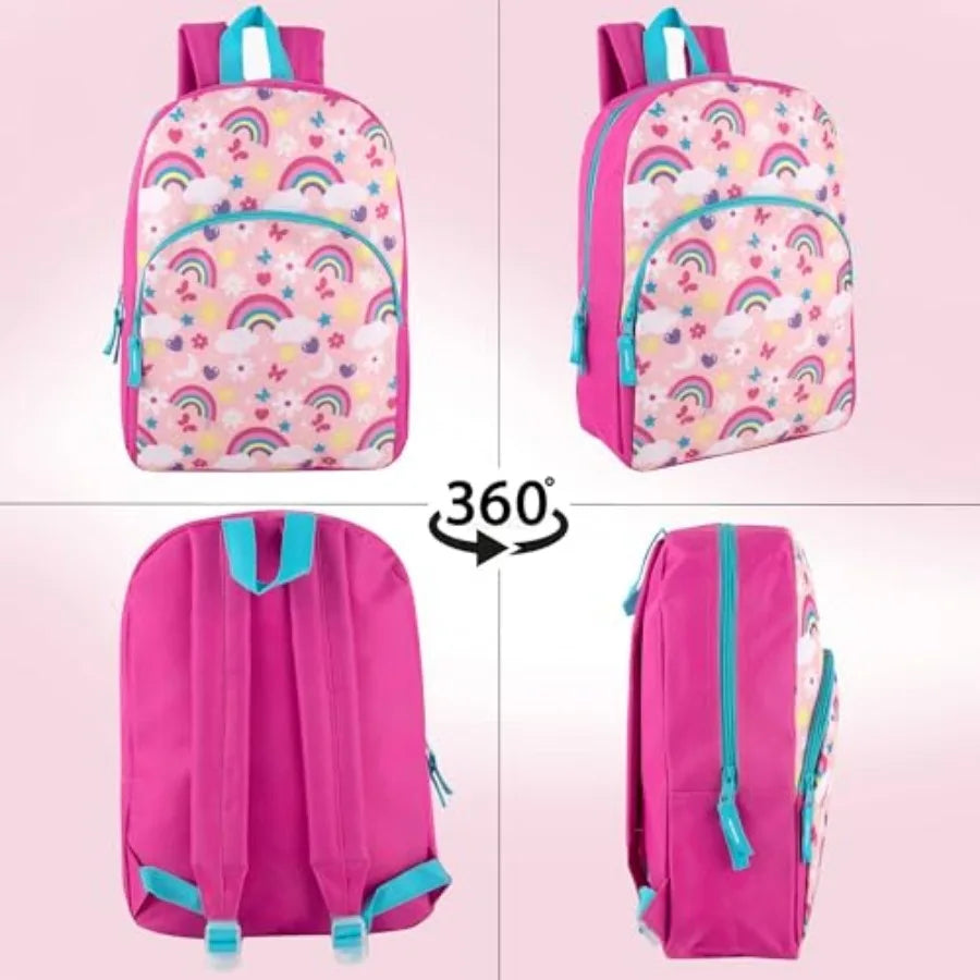 Unisex Nylon School Backpack With Adjustable Padded Straps