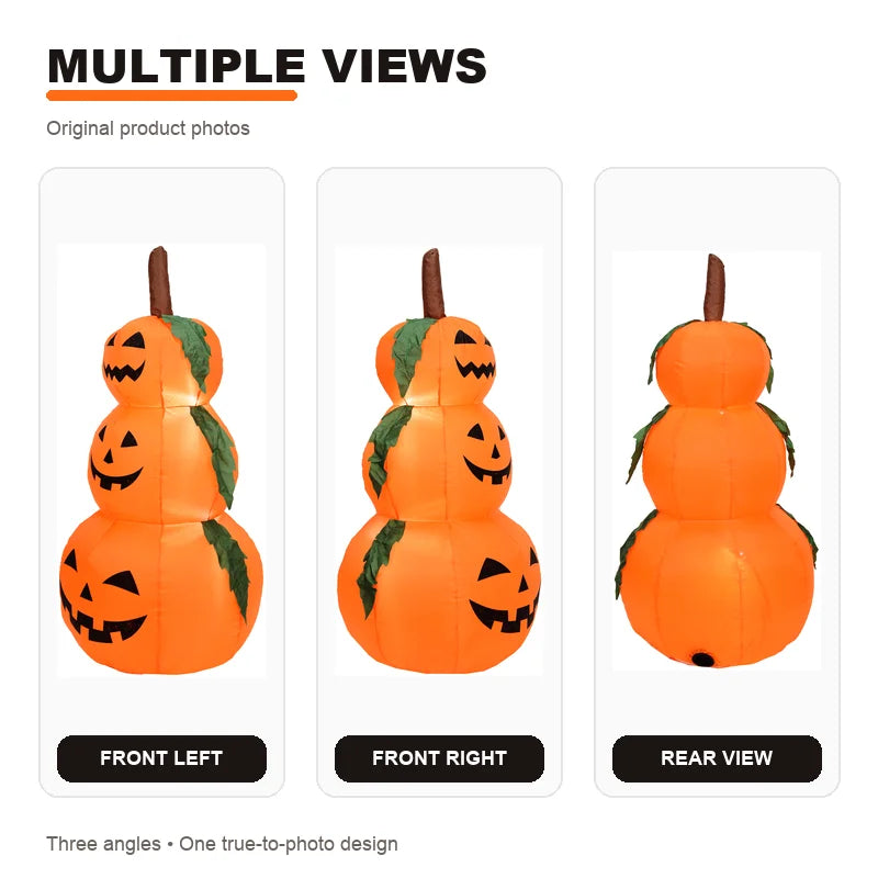 LED Halloween Inflatable Stacked Pumpkin Decoration with Built In Lights