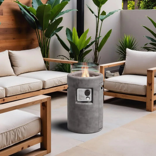 Outdoor Propane Fire Pit Table With Glass Wind Guard 40000BTU