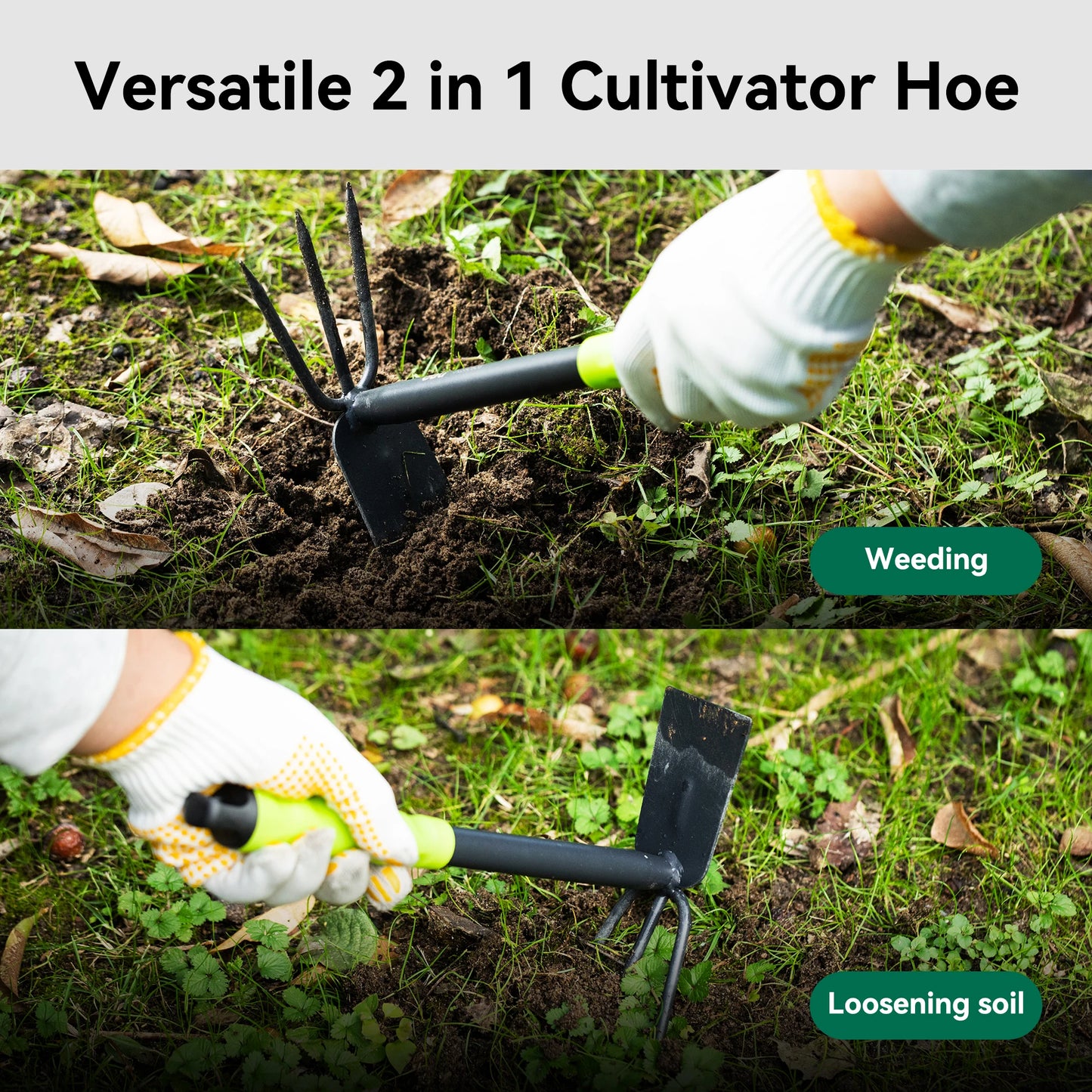 Deli 3 Piece Garden Tools Set Heavy Duty Hand Trowel Hoe Rake
