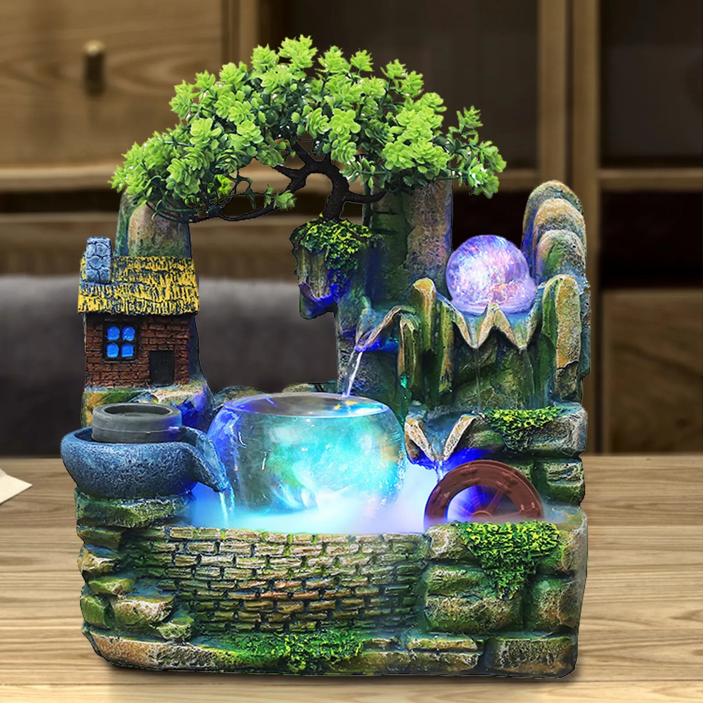 Desktop Fountain Waterfall Indoor Decor Landscape Rockeries Ornaments New