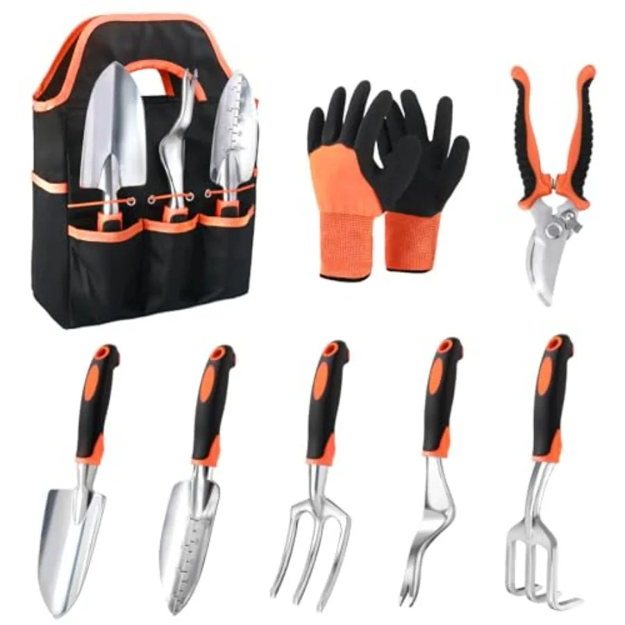 Garden Tools Set 8 Pcs With Non Slip Ergonomic Handles And Storage Bag