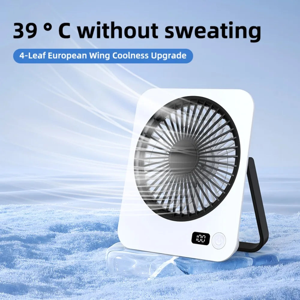 Rechargeable USB Mini Desktop Fan With Foldable Handle And 5 Speed Ultra Quiet