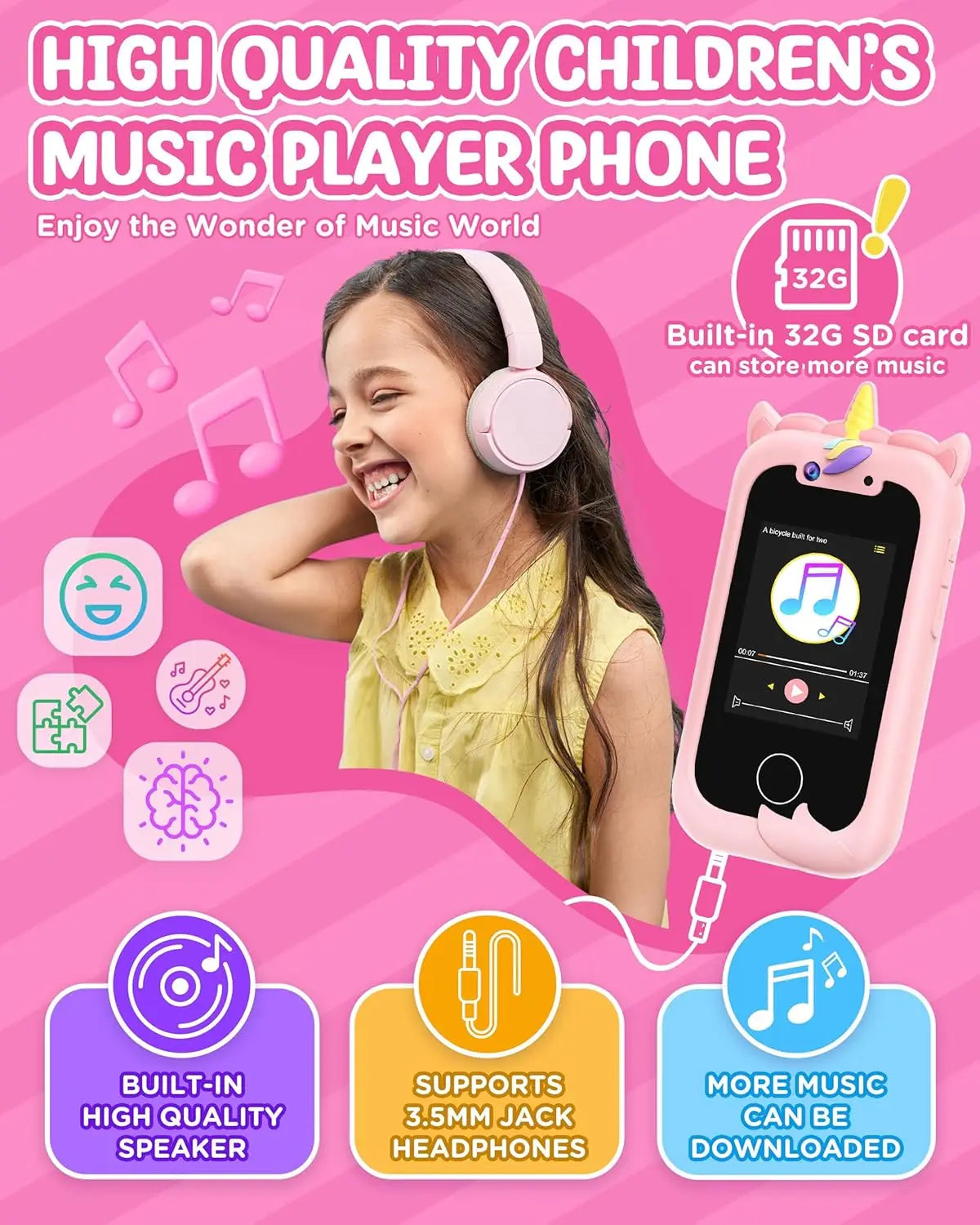 Kids Smart Phone Toy for Girls Learning Play Cell Phone