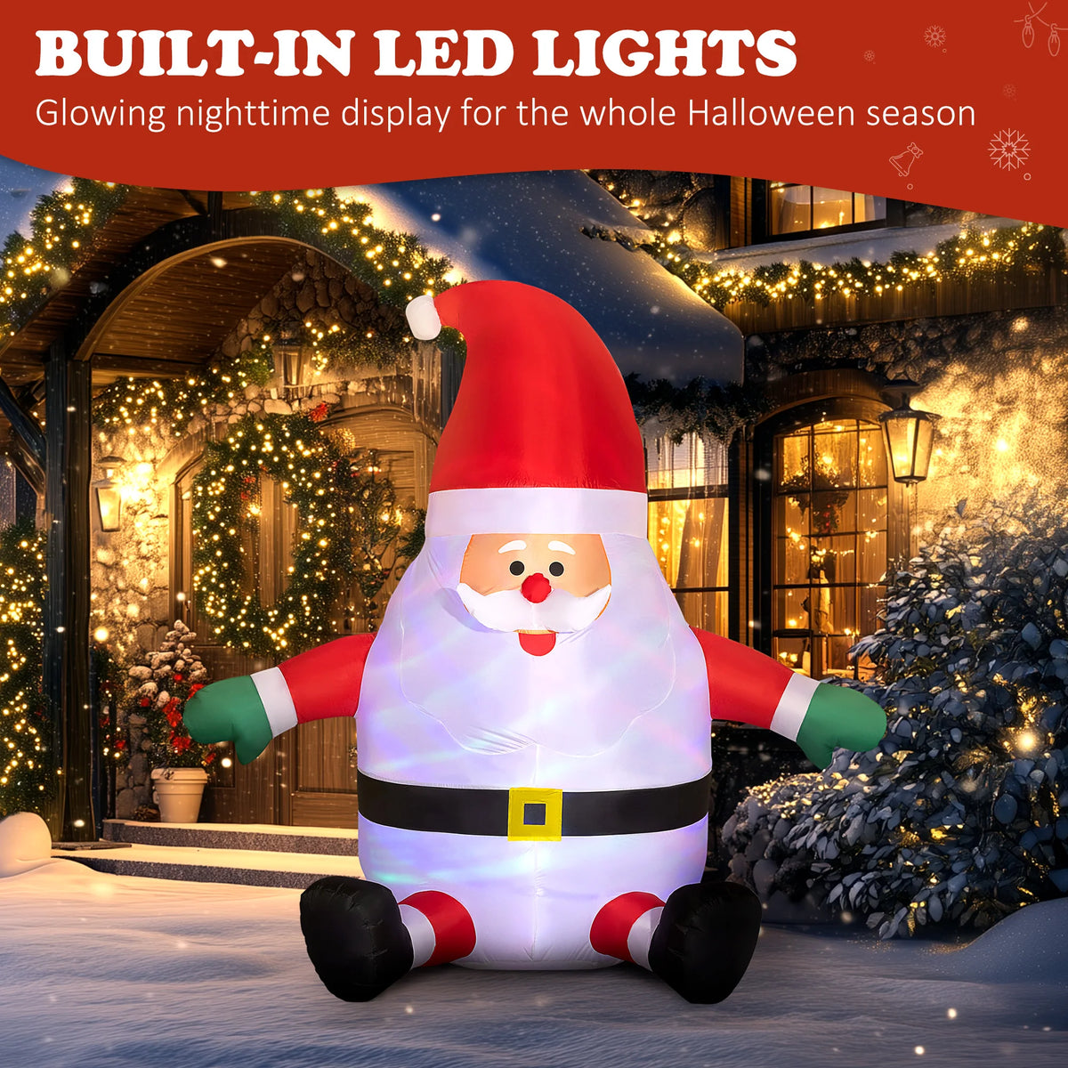 Outsunny Inflatable Christmas Santa Claus With Rotating Magic Ball Light