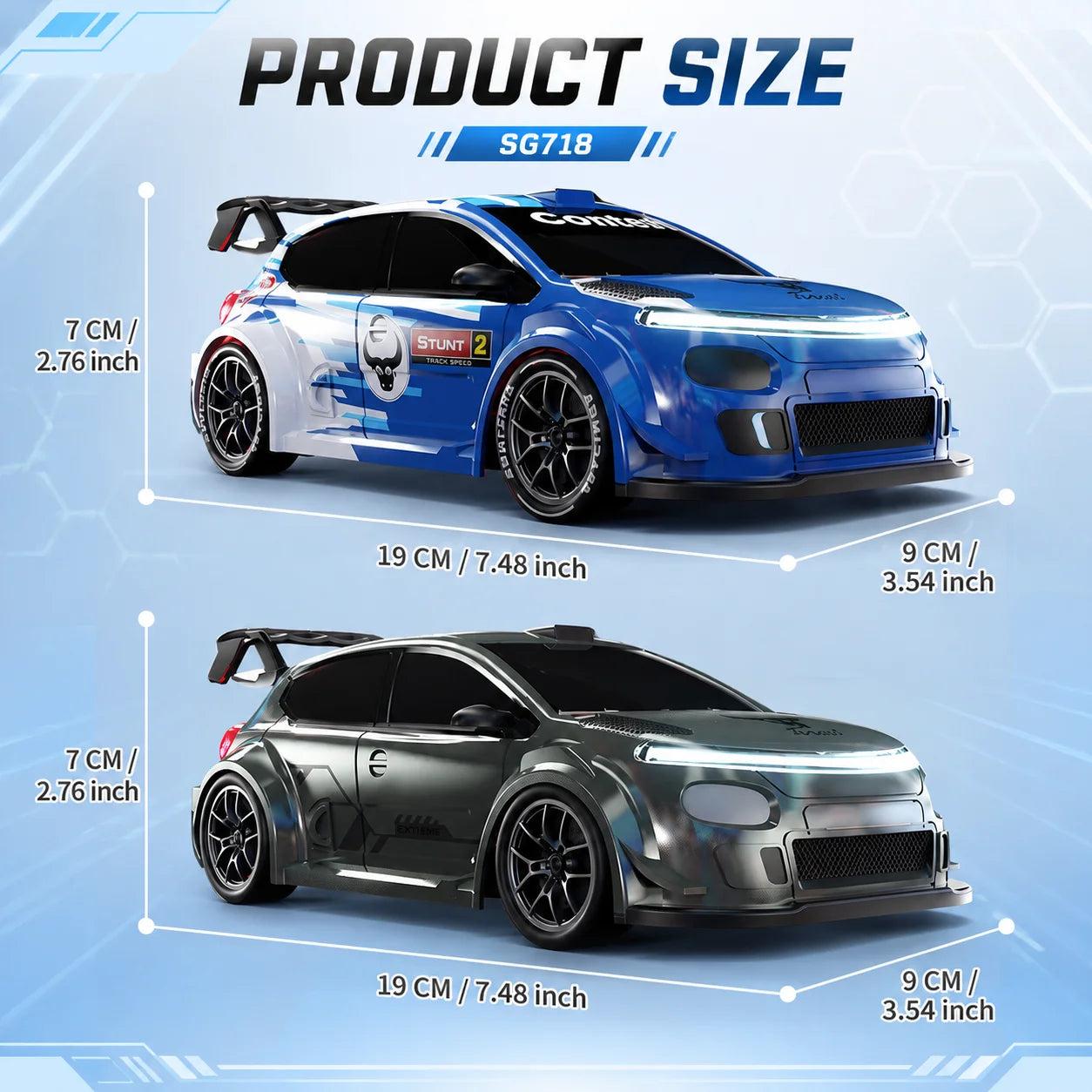 Znlyrion RC Drift Car 4WD With LED Lights And Tires