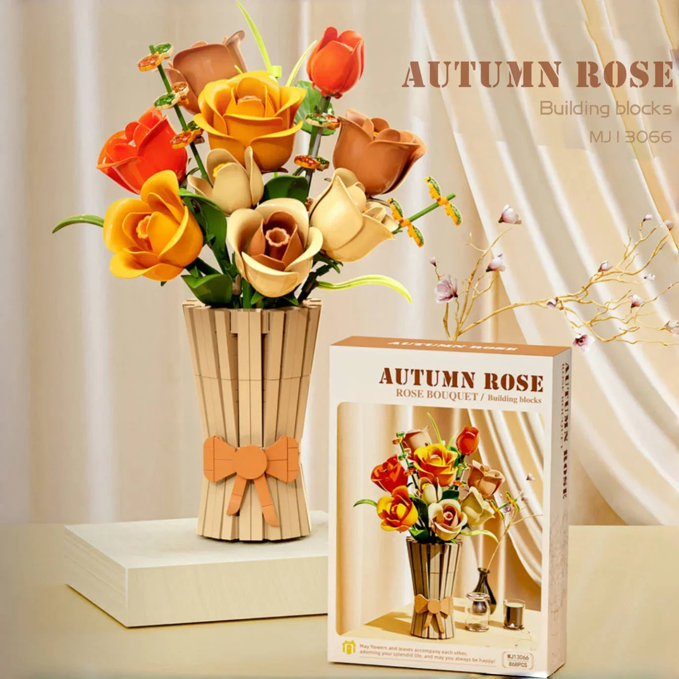 AmazingBloks Rose Bouquet Building Blocks Eternal Flower Vase