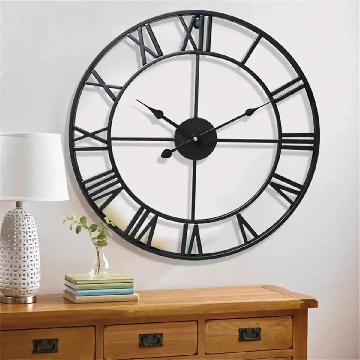 WOKLOK Modern 3D Wall Clock With Roman Numerals Metal Round
