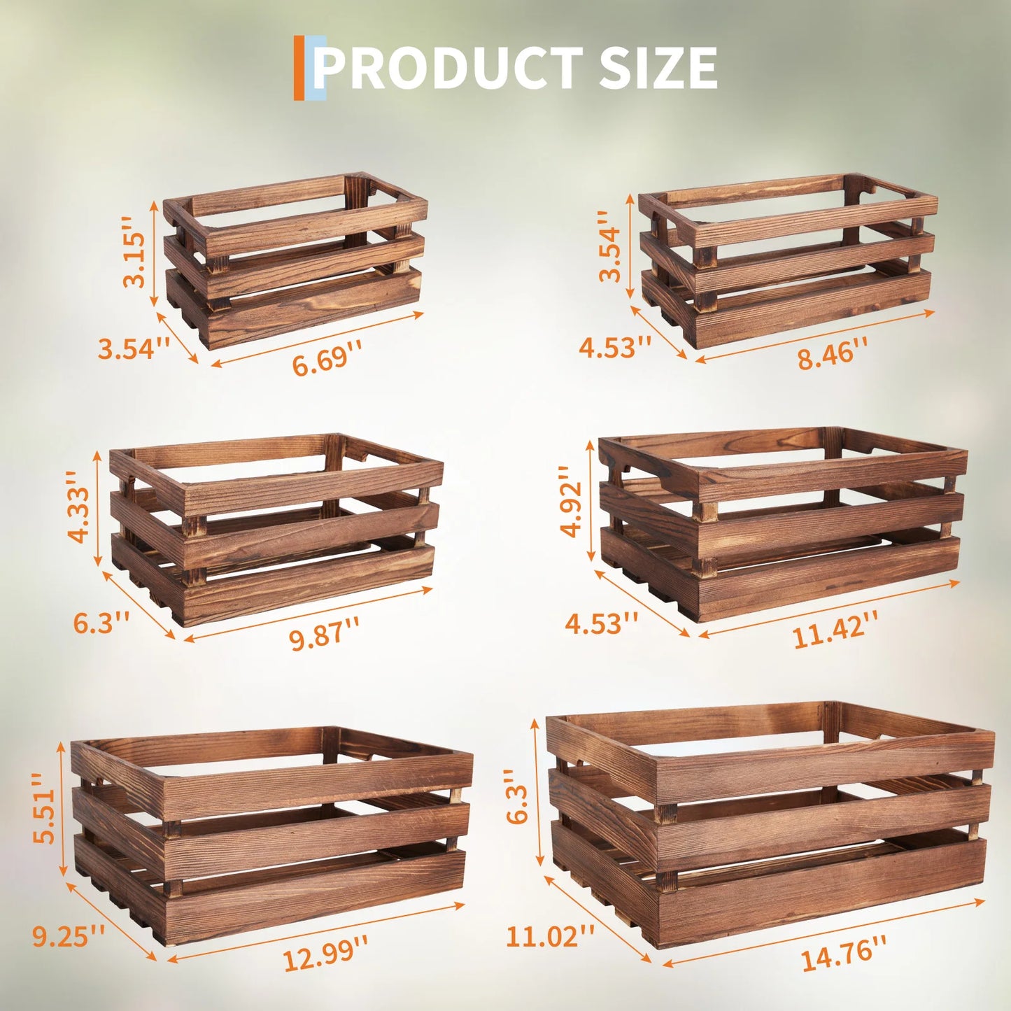 HiMISS Rustic Farmhouse Wooden Storage Crates Nesting Boxes For Home Decor