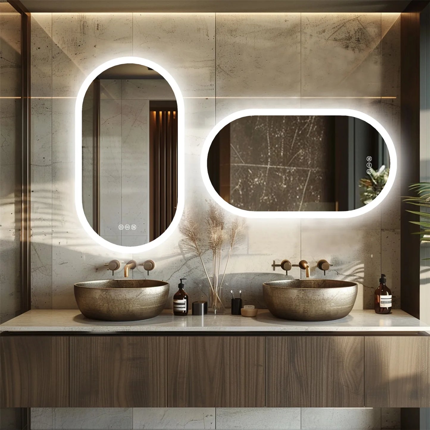 Wisfor Backlit LED Oval Bathroom Mirror Dimmable 3 Color Temperatures