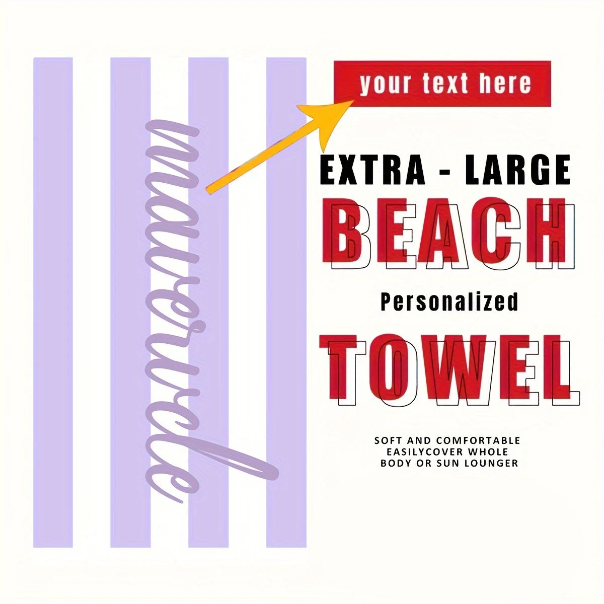 Personalized Striped Beach Towel Custom Name Microfiber Quick Dry