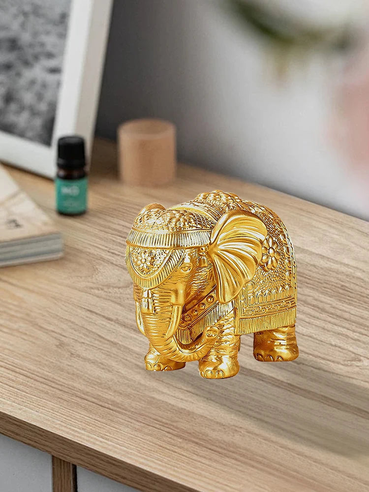 Elephant Statue Resin Figurine For Living Room Decor Wealth Luck