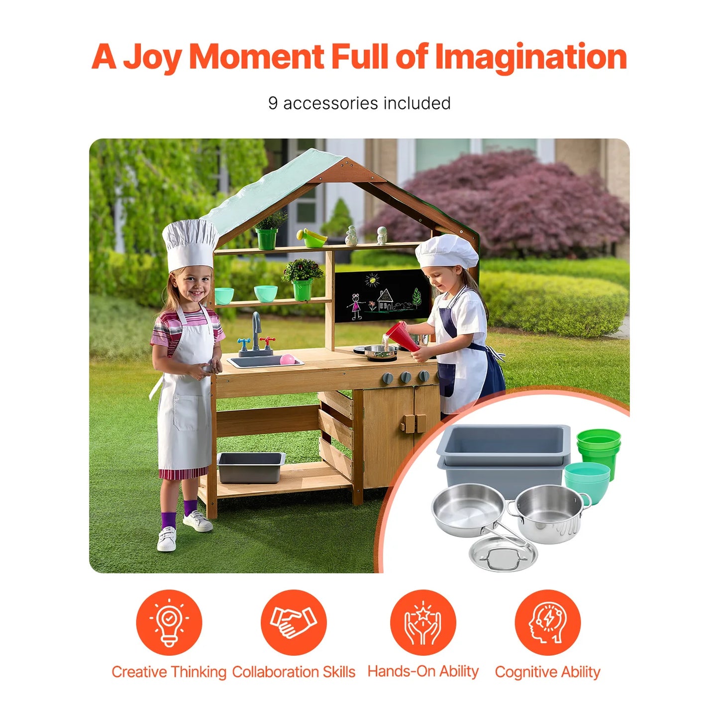 SucceBuy Mud Kitchen Playset With Stoves And Faucet For Kids