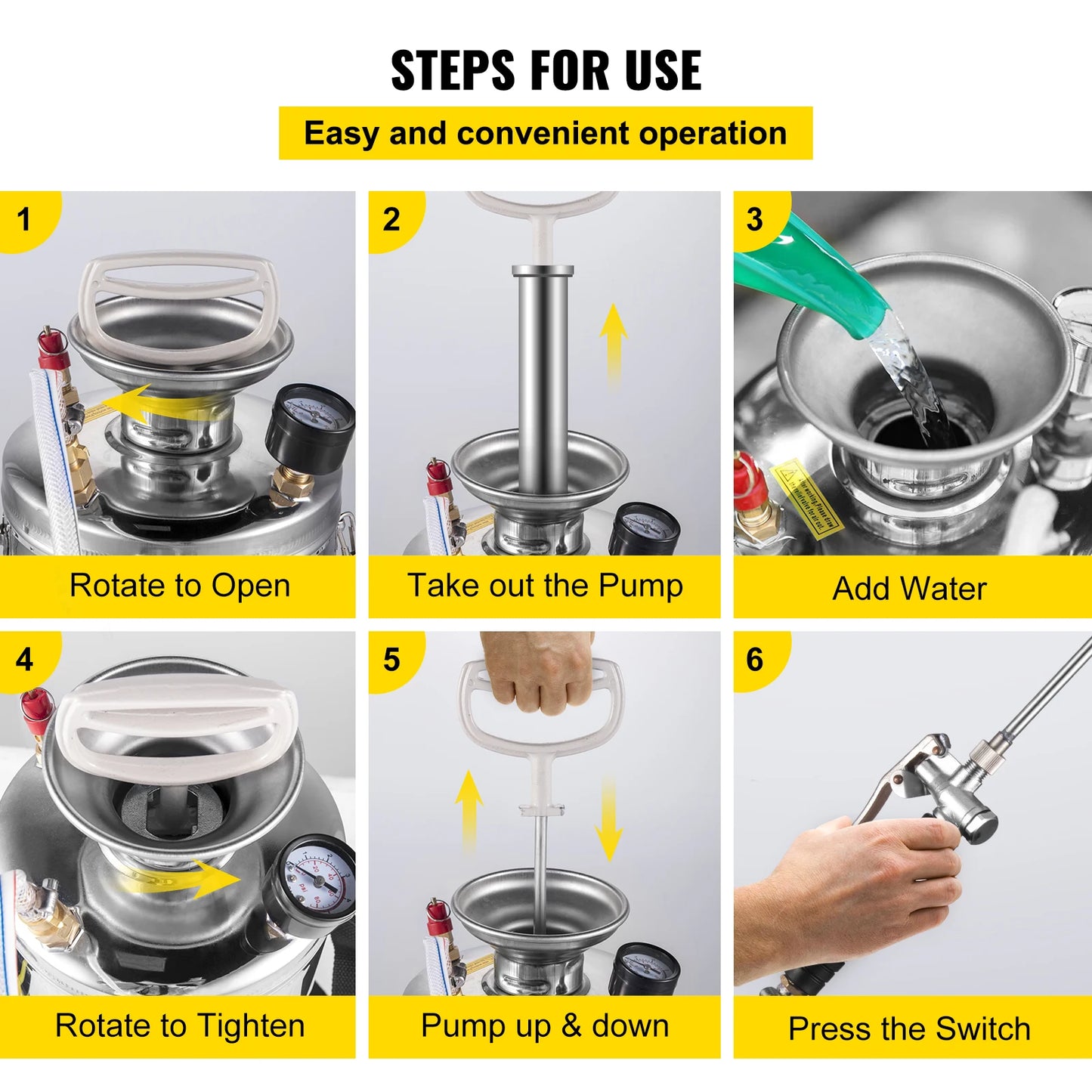 Hand Powered Sprayer Stainless Steel Watering Pump For Garden Lawn