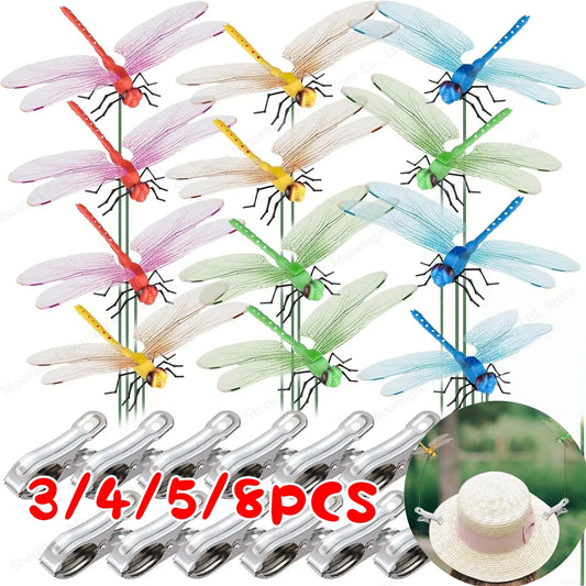 Alloet Realistic Dragonfly Hat Clip Bug Deterrent Garden Decor