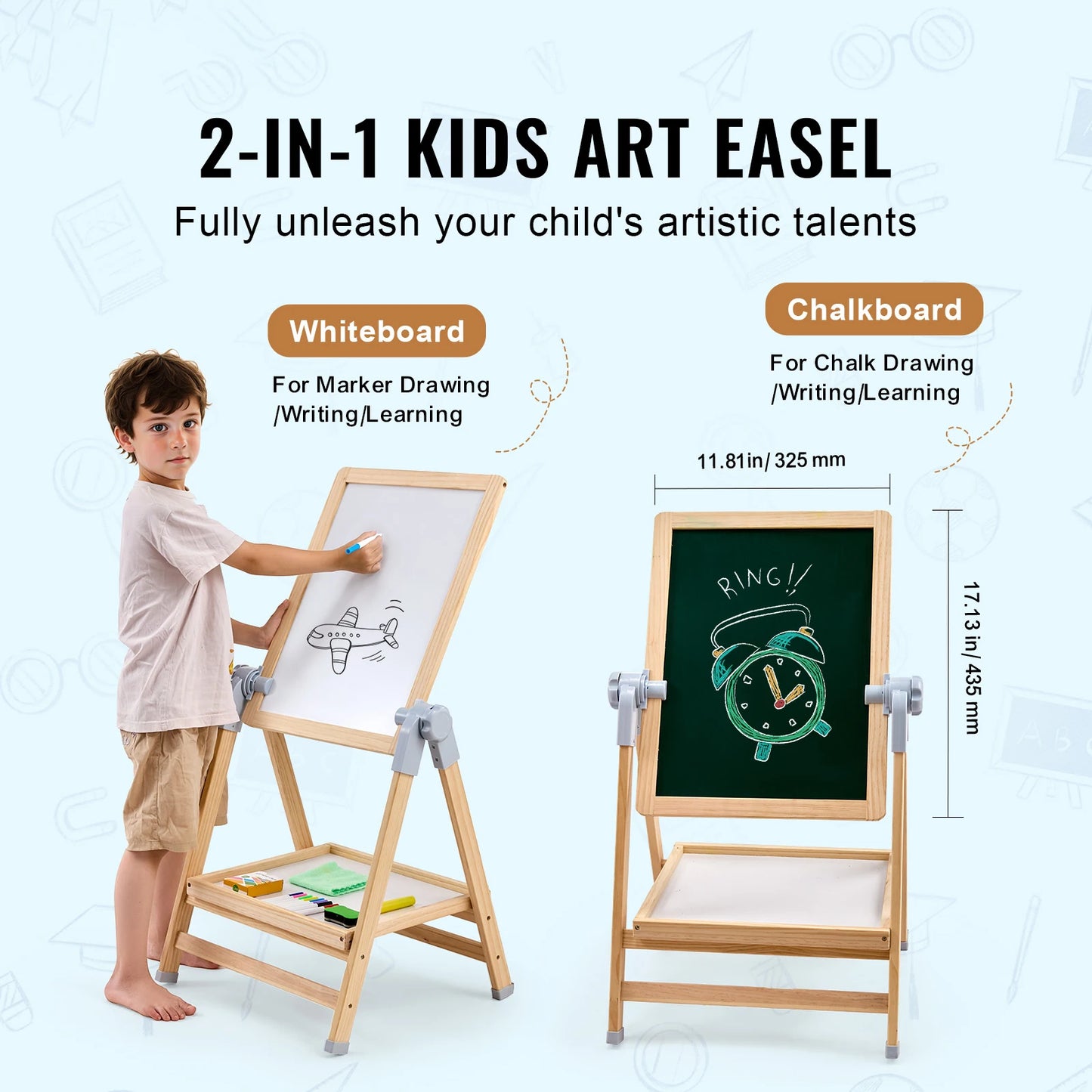SucceBuy Magnetic Drawing Board Easel For Kids With Educational Accessories