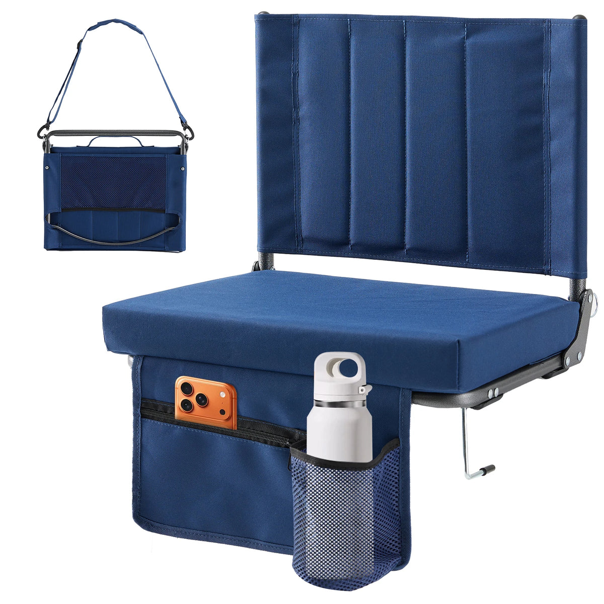 Jhk Outdoor Foldable Seat With Back Support Wide Portable Lightweight And Padded