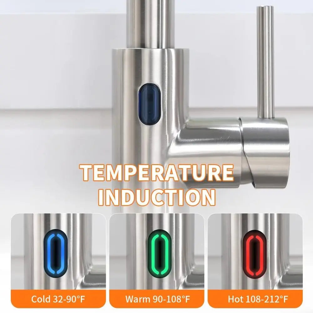 Touchless Kitchen Faucet With LED Light And Motion Sensor