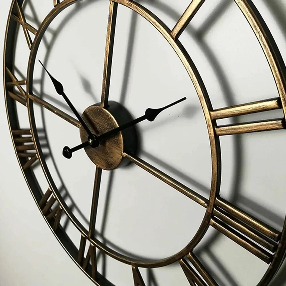 WOKLOK Modern 3D Wall Clock With Roman Numerals Metal Round