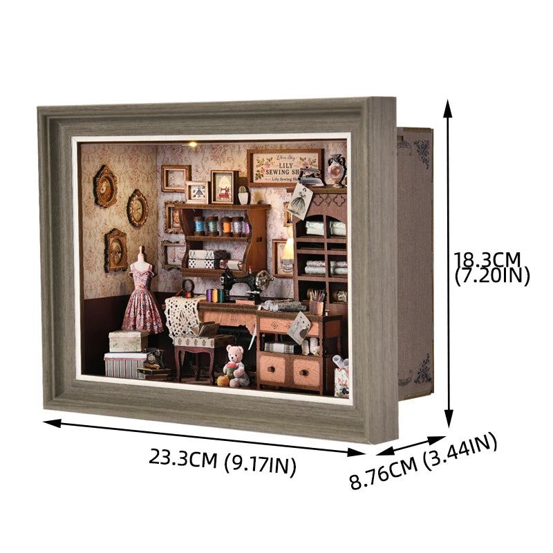 ASLOWSNAIL Book Nook Kit Tailor's Shop DIY 3D Dollhouse