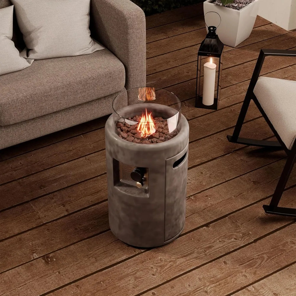 Outdoor Propane Fire Pit Table With Glass Wind Guard 40000BTU