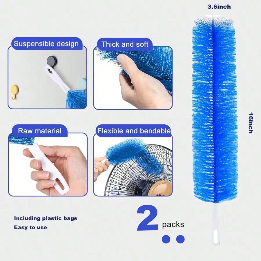 Fan Cleaner Brush Cobweb Duster Microfiber Ceiling Curtains 2 Pack