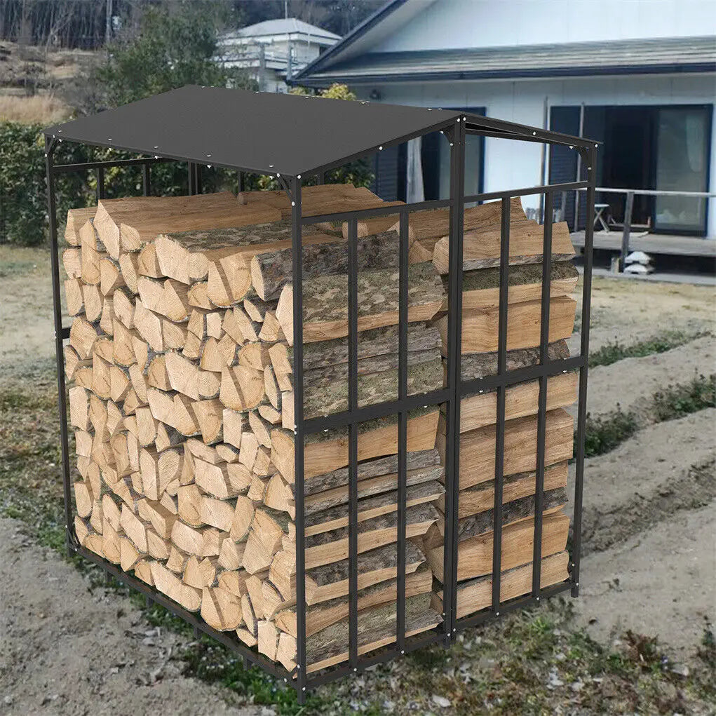 Heavy Duty Outdoor Firewood Storage Rack Log Holder With Cover