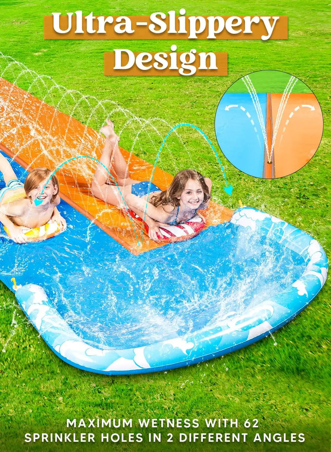 Joyfy Water Slide With Two Bodyboards For Outdoor Fun