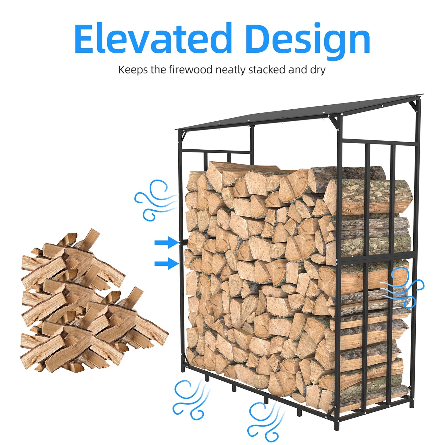 Heavy Duty Outdoor Firewood Storage Rack Log Holder With Cover