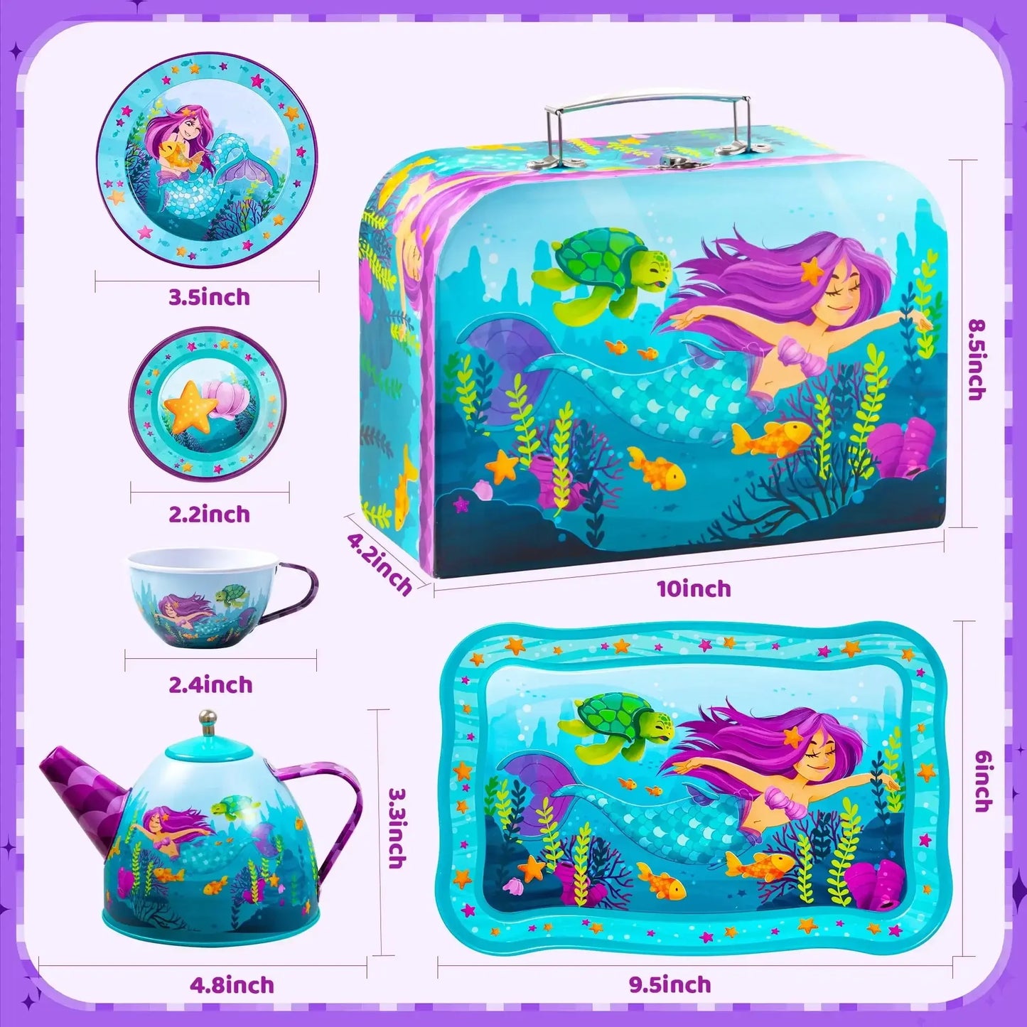 Joyfy Mermaid Tea Set Kids Pretend Play Teapot Kitchen Toy