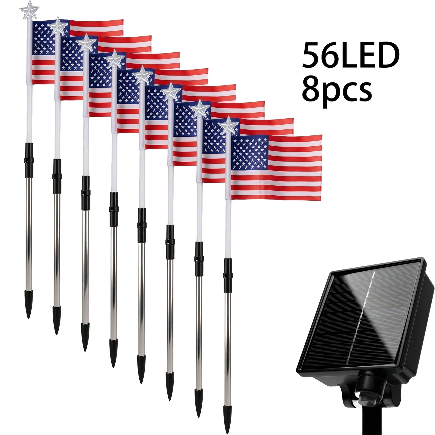 American Flag Solar Stake Lights Outdoor Decor For Independence Day