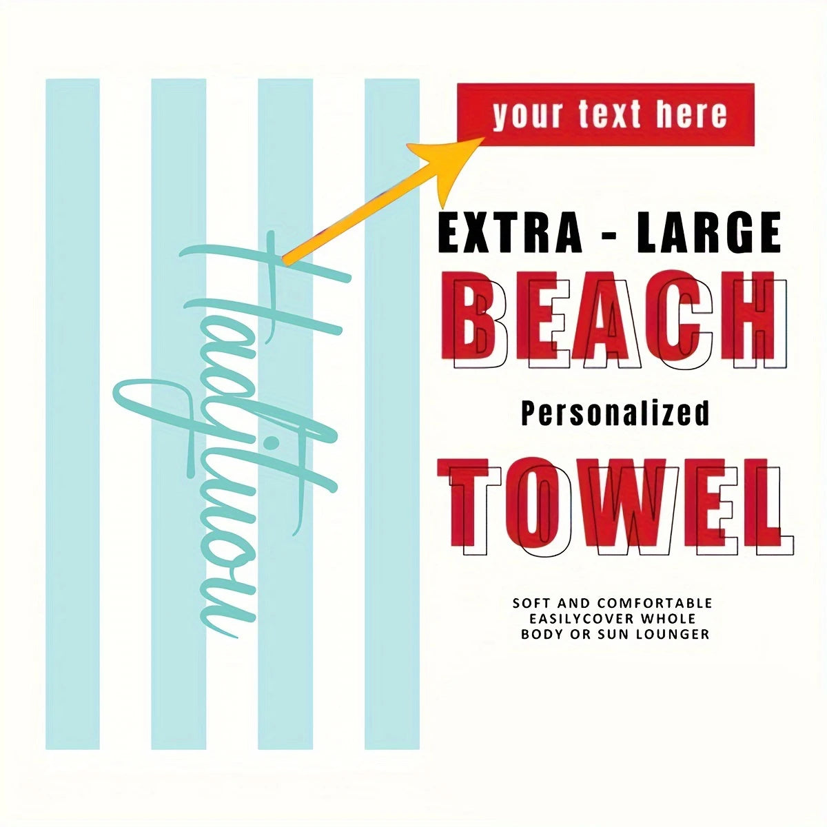 Personalized Striped Beach Towel Custom Name Microfiber Quick Dry